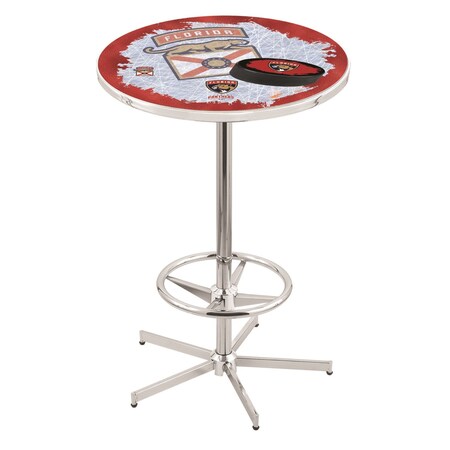 Holland Bar Stool Co 42" Chrome Florida Panthers Pub Table, 28" dia. Top L216C4228FlaPan-D2